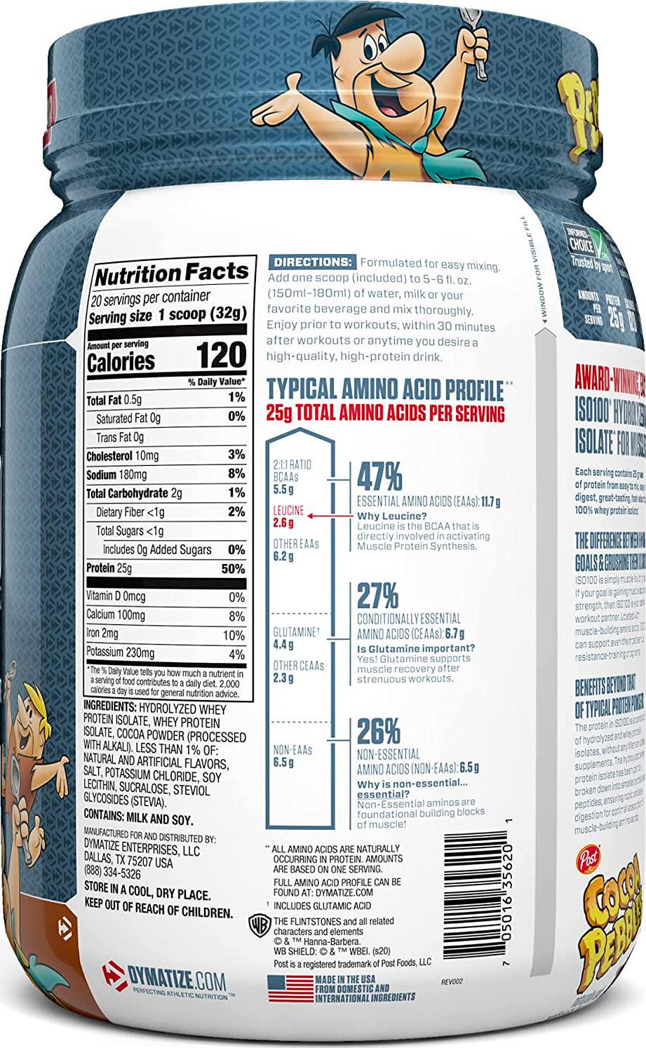 Dymatize ISO100 Hydrolyzed Protein Powder, 100% Whey Isolate Protein, 25g of Protein, 5.5g BCAAs, Gluten Free, Fast Absorbing, Easy Digesting, Gourmet Chocolate, 20 Servings