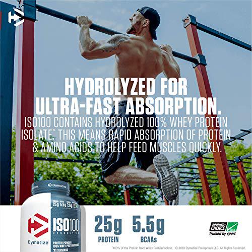Dymatize ISO100 Hydrolyzed Protein Powder, 100% Whey Isolate Protein, 25g of Protein, 5.5g BCAAs, Gluten Free, Fast Absorbing, Easy Digesting, Gourmet Vanilla, 20 Servings