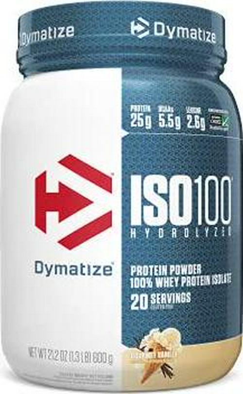 Dymatize ISO100 Hydrolyzed Protein Powder, 100% Whey Isolate Protein, 25g of Protein, 5.5g BCAAs, Gluten Free, Fast Absorbing, Easy Digesting, Gourmet Vanilla, 20 Servings