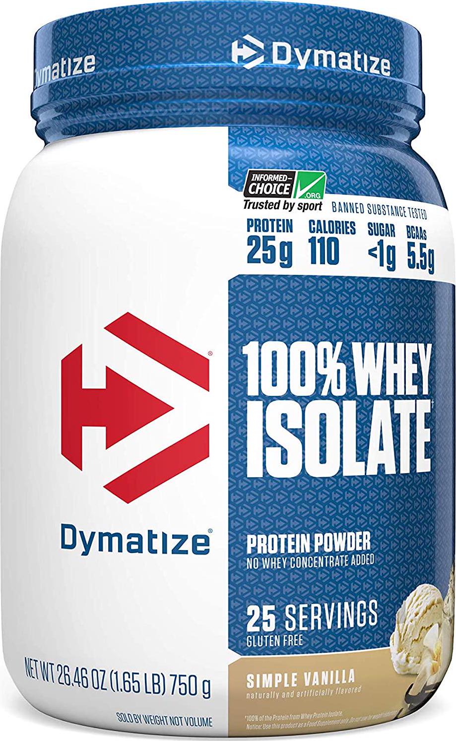 Dymatize Nutrition 100% Whey Isolate 26.4 Oz (1.65lb) (750g) Simple Vanilla, 1.6 Pound