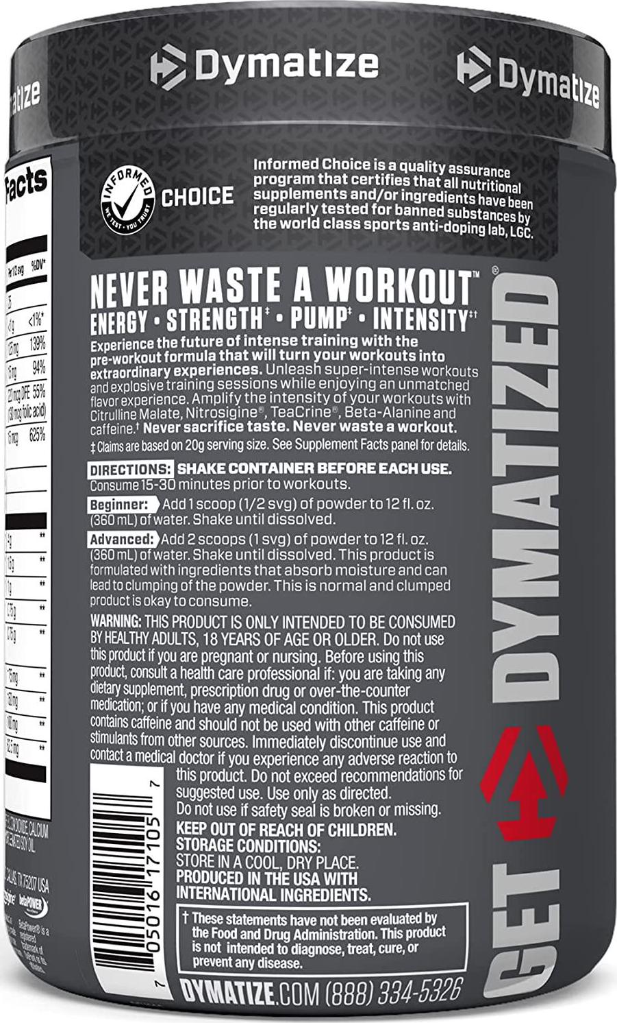 Dymatize PreW.O. Pre Workout Powder,, Cherry Watermelon 400 grams