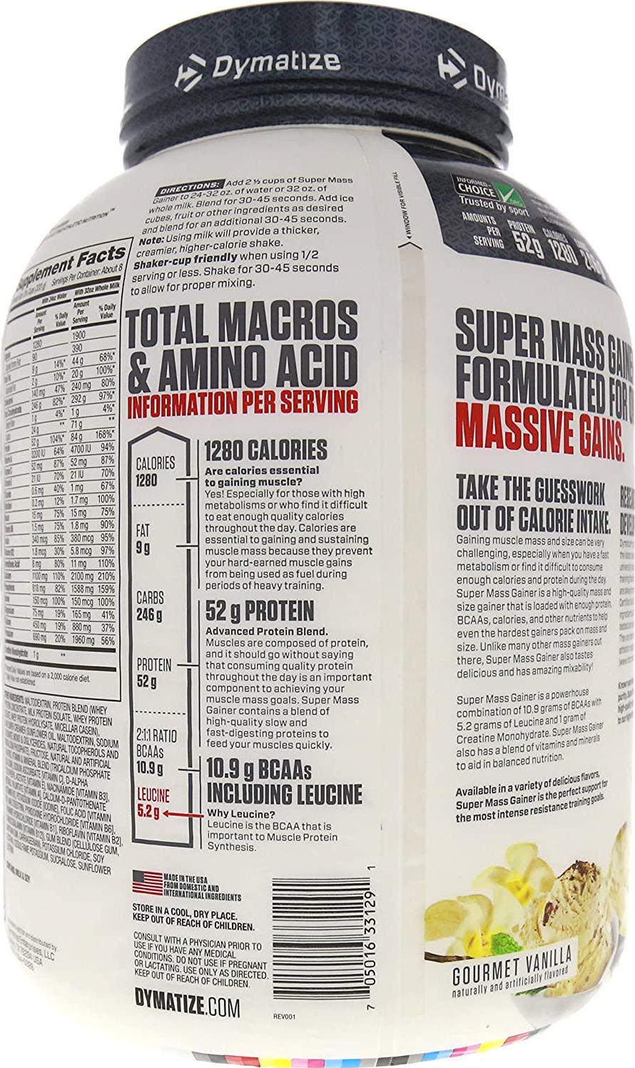 Dymatize Super Mass Gainer, Gourmet Vanilla, 6 Pound