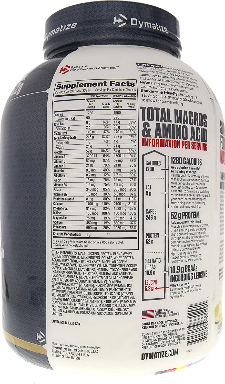 Dymatize Super Mass Gainer, Gourmet Vanilla, 6 Pound