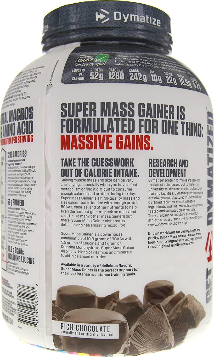 Dymatize Super Mass Gainer - Rich Chocolate - (6lb) 2.722kg, 2.7, Rich Chocolate, 2.7 kilograms