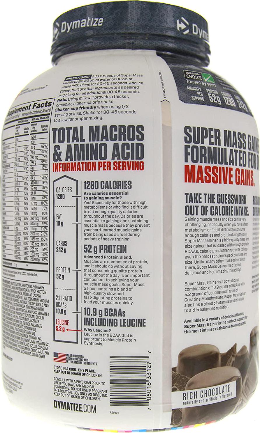 Dymatize Super Mass Gainer - Rich Chocolate - (6lb) 2.722kg, 2.7, Rich Chocolate, 2.7 kilograms