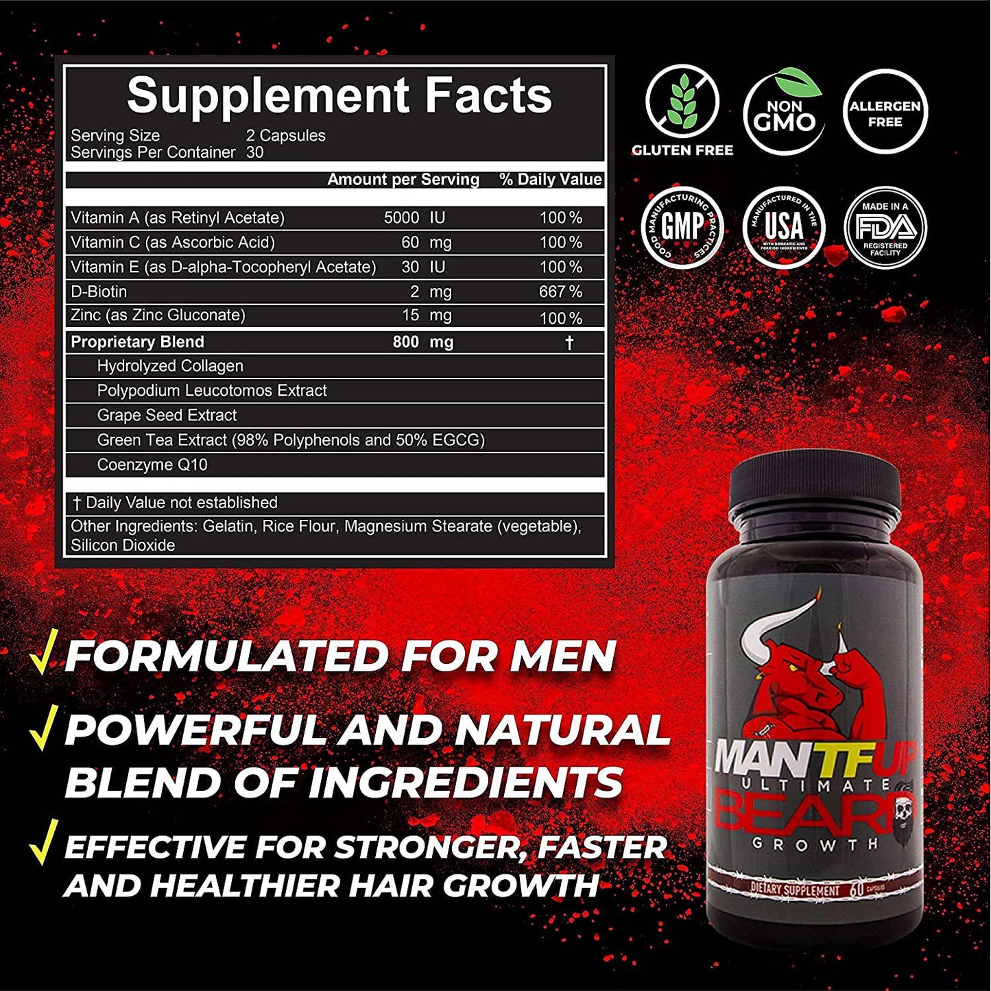 DynamismLabs MANTFUP Beard Growth Bundle - Test Booster and Ultimate Beard Growth