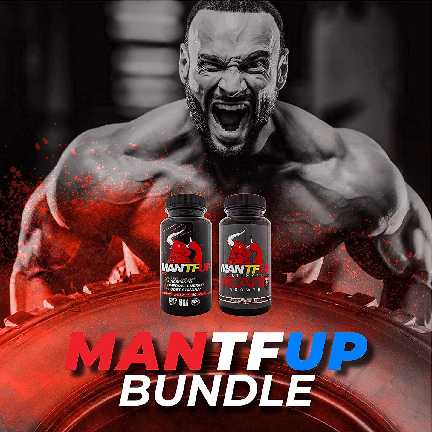 DynamismLabs MANTFUP Beard Growth Bundle - Test Booster and Ultimate Beard Growth