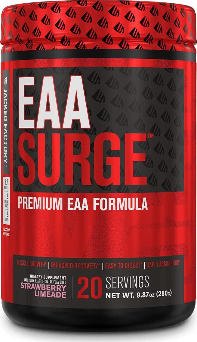 EAA Surge Premium EAA Supplement - 9 Essential Amino Acids Intra Workout Powder w/L-Citrulline, Taurine, and More for Muscle Building, Strength, Pumps, Endurance, Recovery - Strawberry Limeade, 20sv