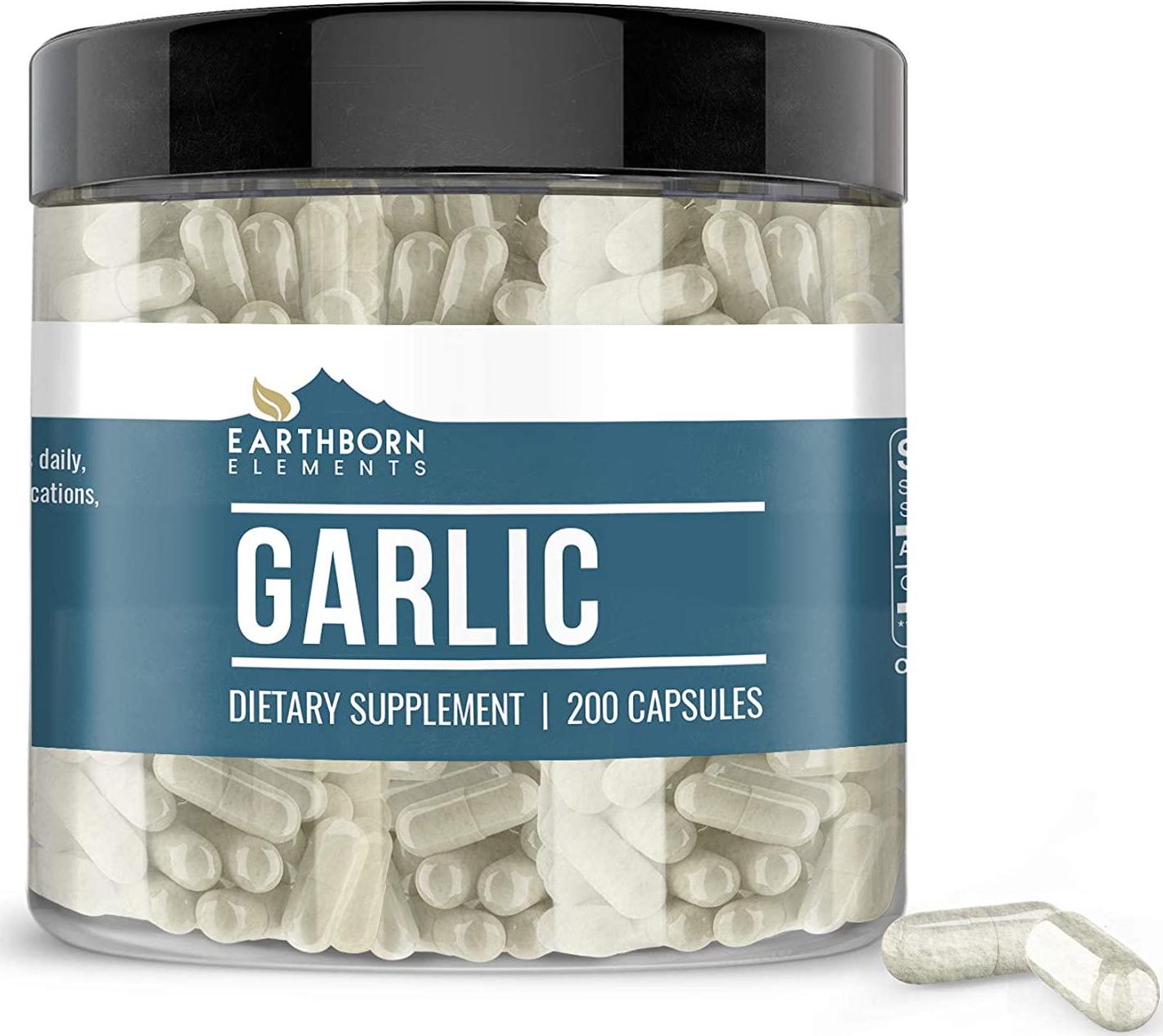 EARTHBORN ELEMENTS Pure Garlic, 200 Capsules, Non-GMO (800 mg Servings)
