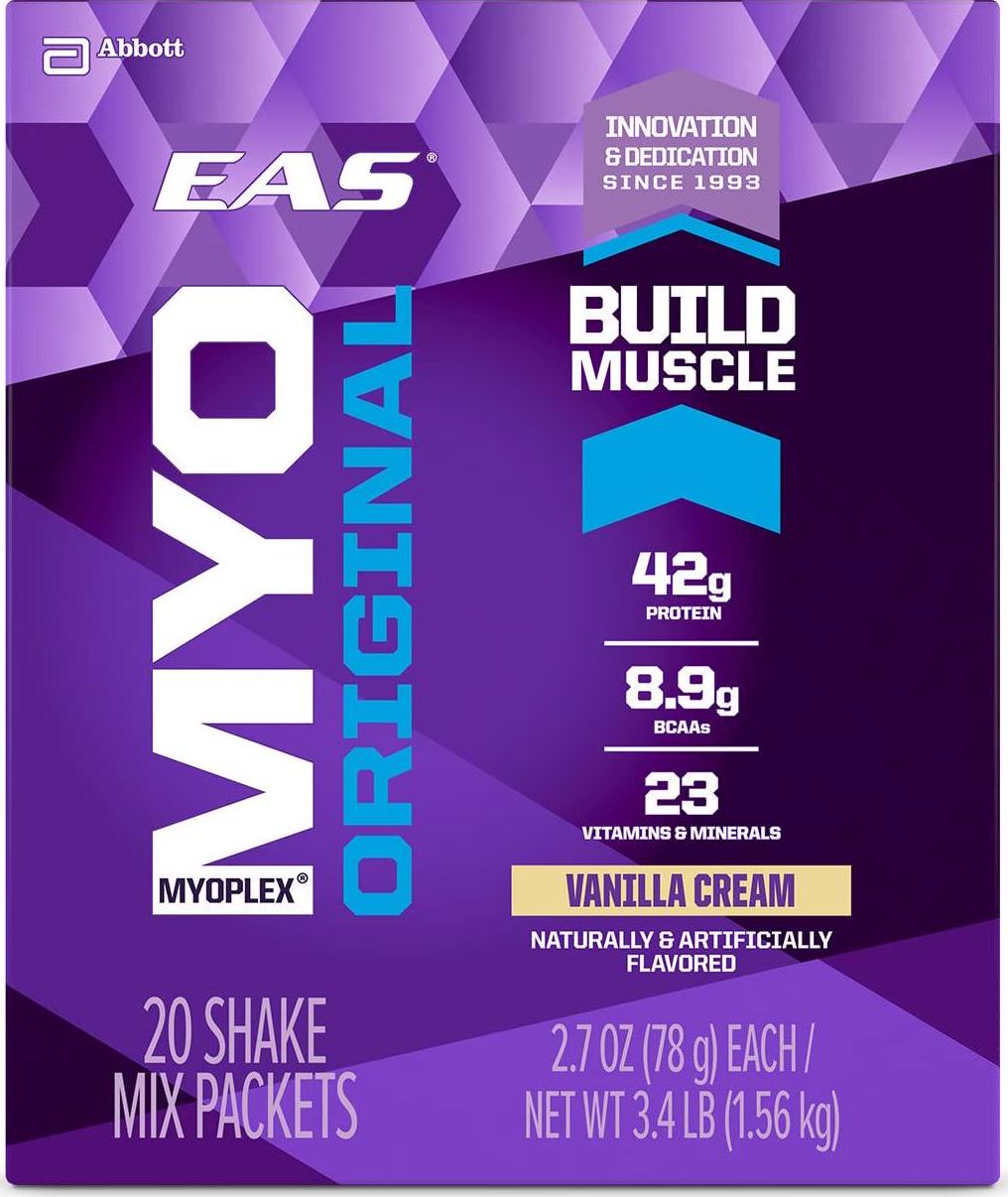 EAS Myoplex Original Protein Powder Packets, Vanilla Cream, 2.7 oz, 20 Count