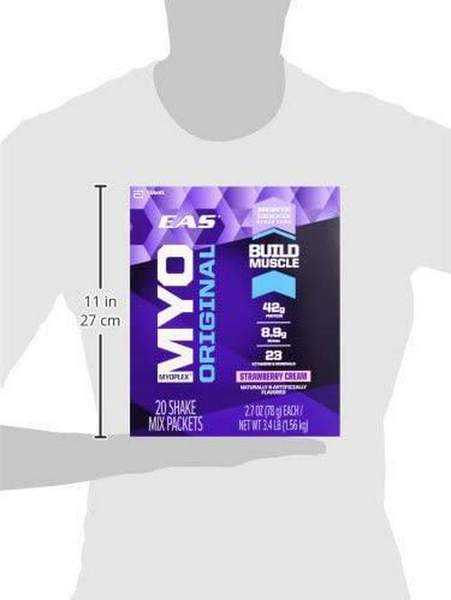 EAS Myoplex Original Protein Shake Mix Packets, Strawberry Cream, 2.7 oz packets, 20 servings