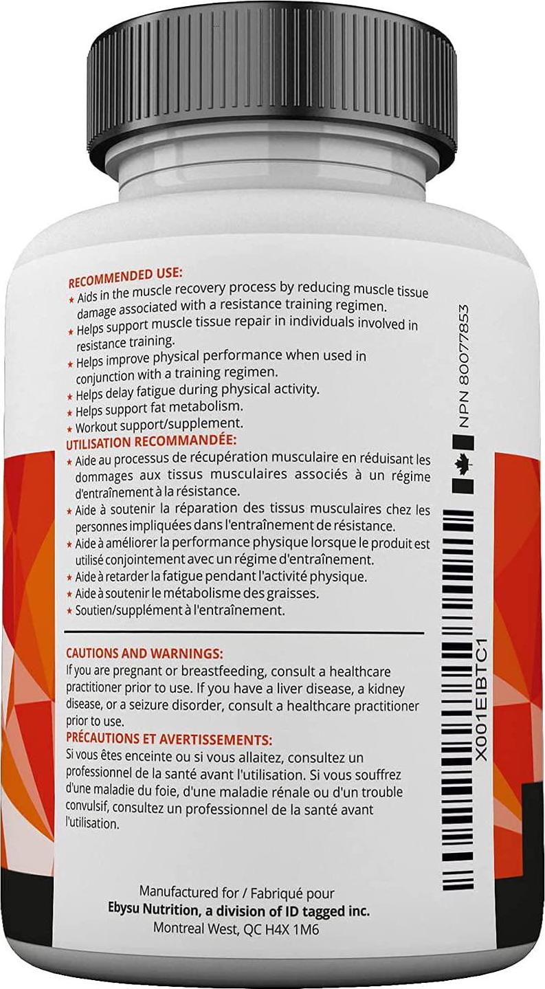EBYSU L-Carnitine Tartrate - 180 Capsules 1000mg Max Strength Pure L Carnitine Supplement