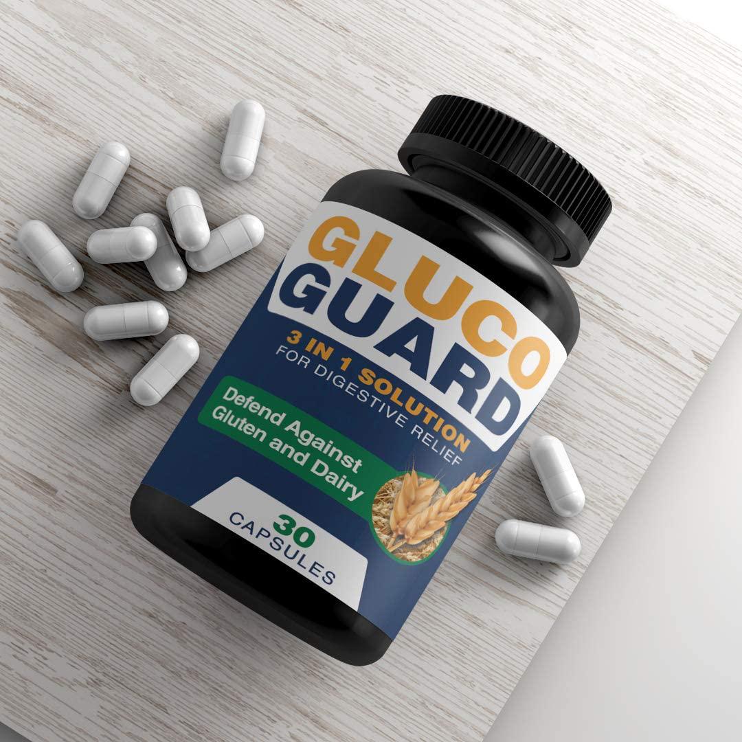 ECN Gluco Guard Nutrition Digestive Enzymes - Support for Common Digestive Sensitivities with Tolerase G 125 Mg and Lactase - 30 Capsules