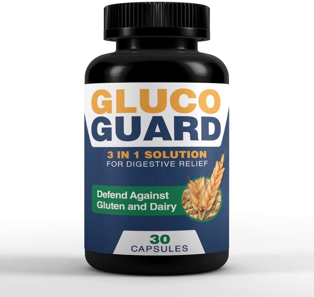 ECN Gluco Guard Nutrition Digestive Enzymes - Support for Common Digestive Sensitivities with Tolerase G 125 Mg and Lactase - 30 Capsules