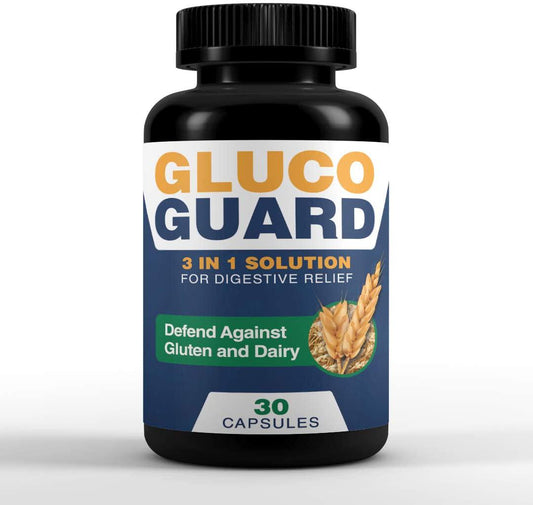 ECN Gluco Guard Nutrition Digestive Enzymes - Support for Common Digestive Sensitivities with Tolerase G 125 Mg and Lactase - 30 Capsules