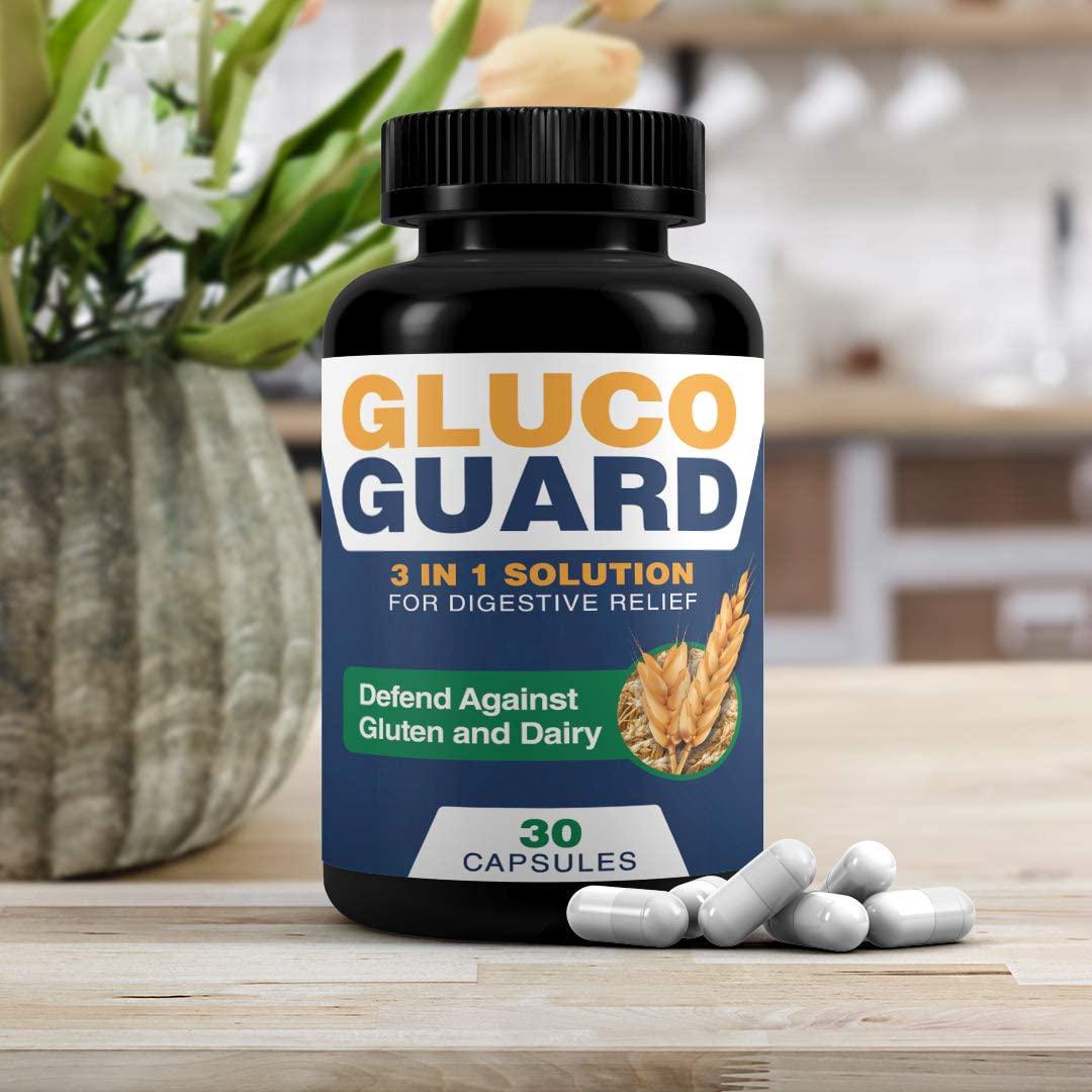 ECN Gluco Guard Nutrition Digestive Enzymes - Support for Common Digestive Sensitivities with Tolerase G 125 Mg and Lactase - 30 Capsules