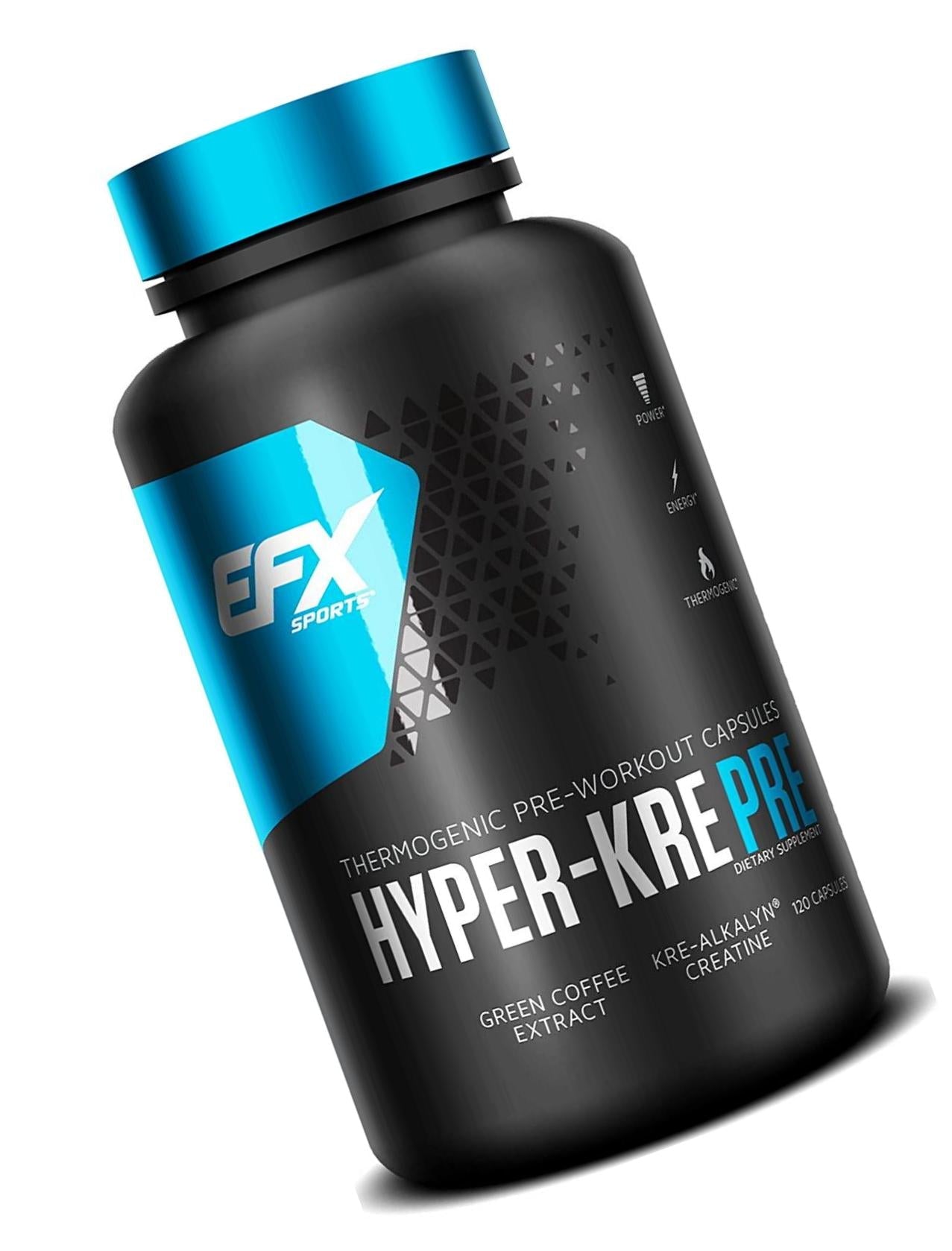 EFX Hyper-Kre Pre | PH Correct Creatine Monohydrate Preworkout Formula | Patented Formula, Gain Strength, Build Muscle and Enhance Performance | (120 Capsules)