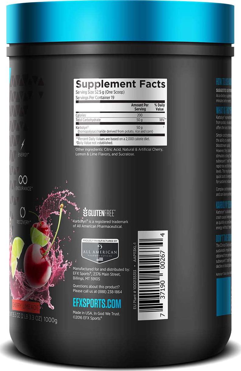 EFX Karbolyn Fuel Perormance Carb 1kg - Cherry Limeade, 1kg, Cherry Limeade1 kilograms