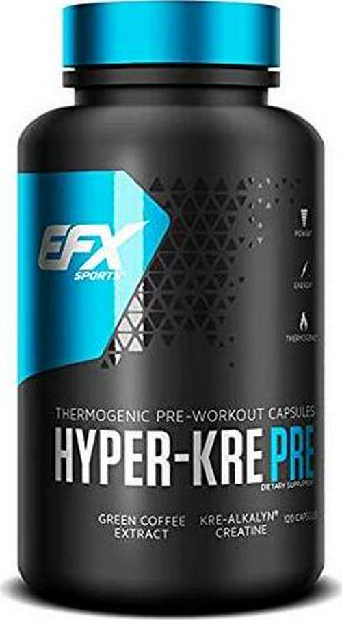 EFX Sports Hyper-Kre Pre Thermogenic Pre Workout 120 Capsules, 120 count