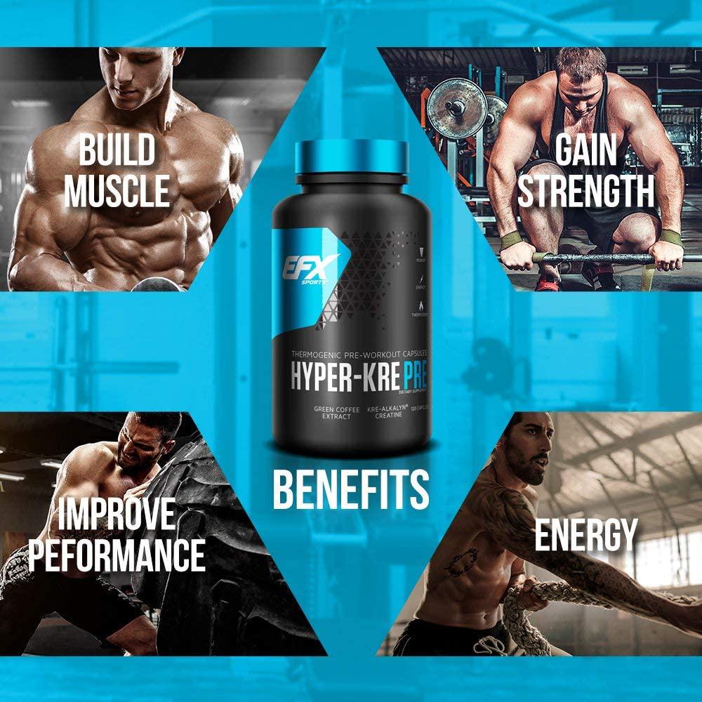 EFX Sports Hyper-Kre Pre Thermogenic Pre Workout 120 Capsules, 120 count