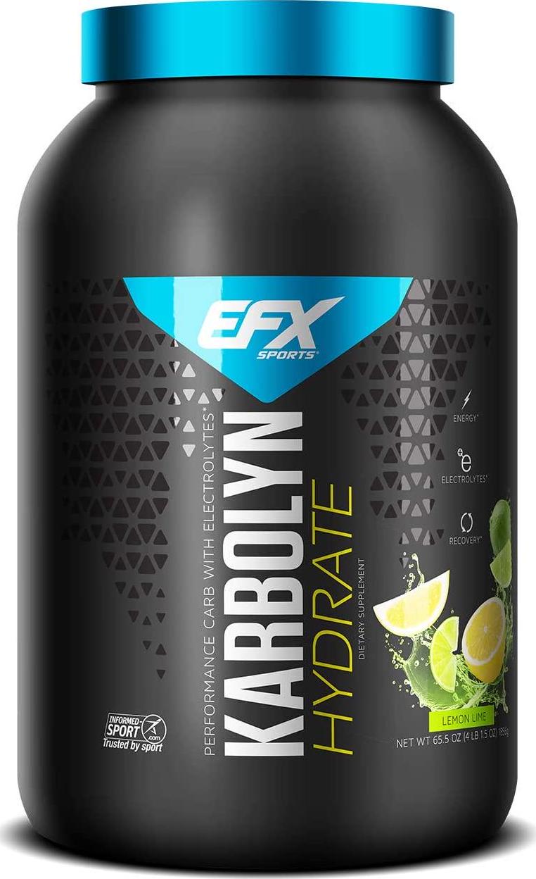 EFX Sports Karbolyn Hydrate | Sugar-Free Sports Drink | Carbohydrate Supplement Powder + Electrolytes | Carb Load, Energize, Improve and Recover Faster | Easy to Mix | Lemon Lime (4 LB 1.5 OZ)