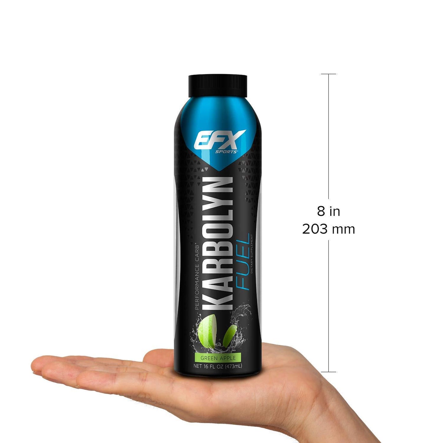 EFX Sports Karbolyn Fuel RTD | Pre, Intra, Post Workout Carbohydrate Supplement | Carb Load, Energize, Improve and Recover Faster | Green Apple (12 Bottles, 16 fluid oz)