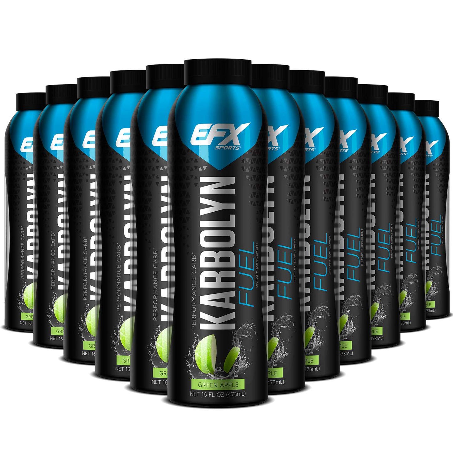 EFX Sports Karbolyn Fuel RTD | Pre, Intra, Post Workout Carbohydrate Supplement | Carb Load, Energize, Improve and Recover Faster | Green Apple (12 Bottles, 16 fluid oz)