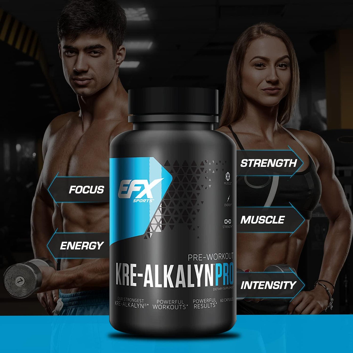 EFX Sports Kre-Alkalyn PRO PH Correct Creatine Monohydrate Pre Workout Supplement Multi-Patented Muscle Building Capsules for Endurance, Energy, and Strength for Men and Women