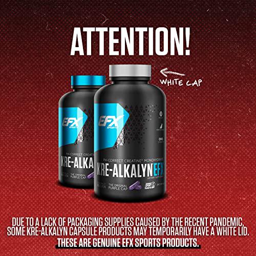 EFX Sports Kre-Alkalyn | PH-Correct Creatine Monohydrate | Multi-Patented Formula, Gain Strength, Build Muscle and Enhance Performance - 120 Capsules / 60 Servings