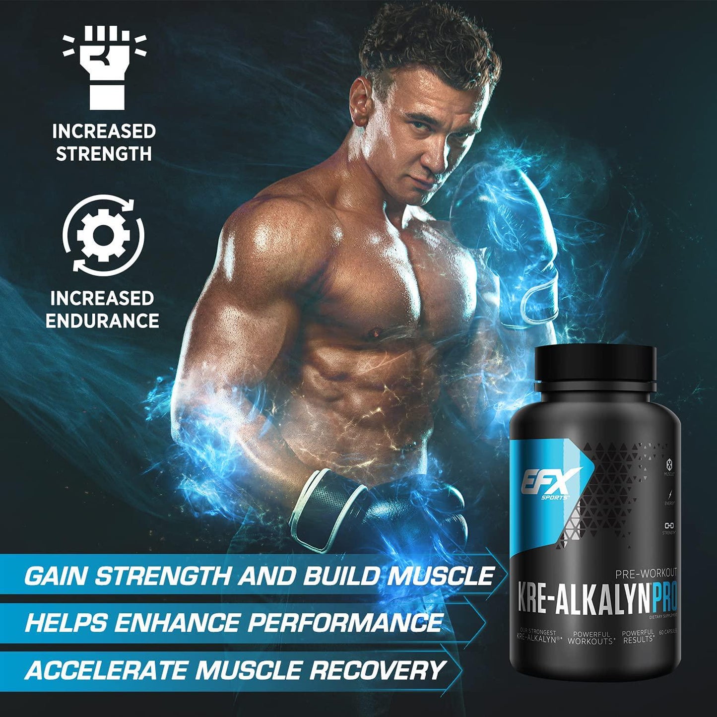 EFX Sports Kre-Alkalyn PRO PH Correct Creatine Monohydrate Pre Workout Supplement Multi-Patented Muscle Building Capsules for Endurance, Energy, and Strength for Men and Women