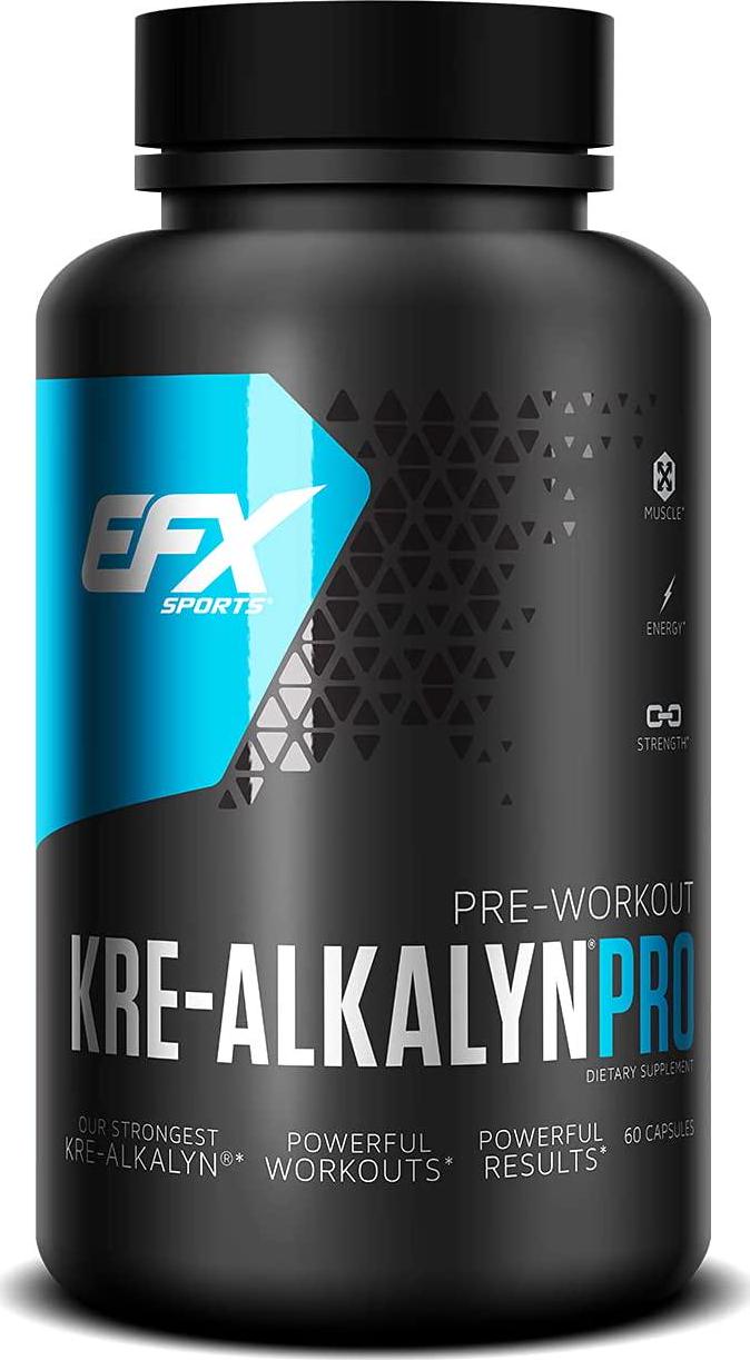 EFX Sports Kre-Alkalyn PRO PH Correct Creatine Monohydrate Pre Workout Supplement Multi-Patented Muscle Building Capsules for Endurance, Energy, and Strength for Men and Women