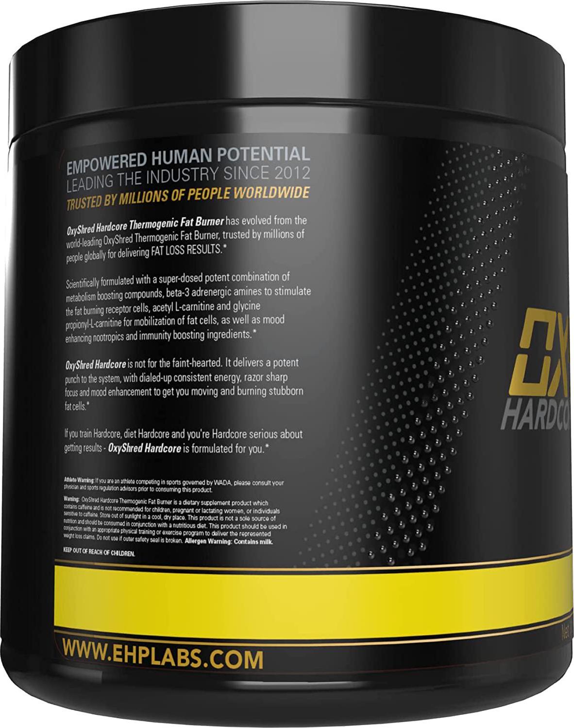 EHPlabs OxyShred Hardcore Thermogenic Fat Burner (Energy and Focus) - 40 Servings, Lemon Sherbet