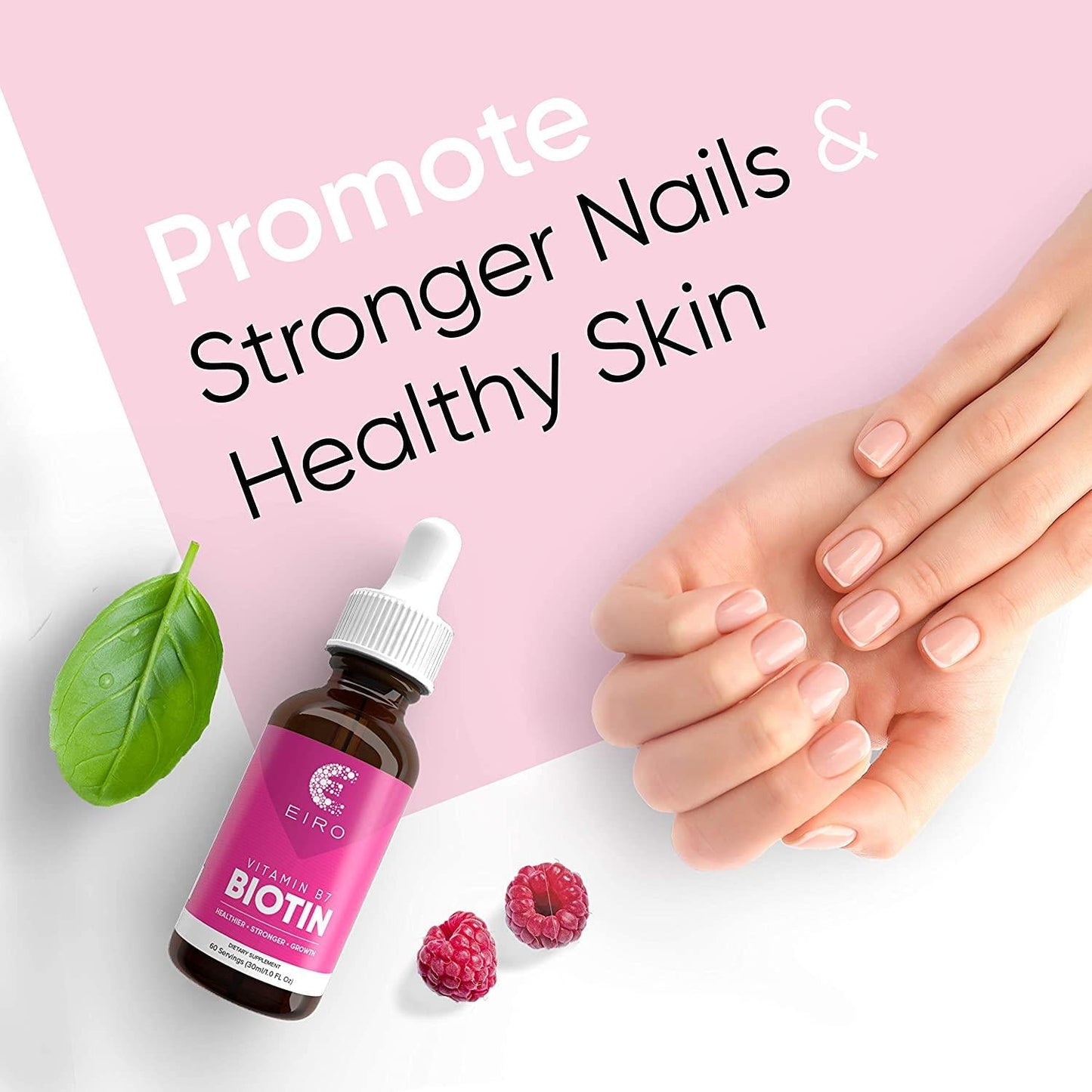 EIRO Biotin Liquid Drops | 6000mcg per serving | Healthier, Stronger, Faster - Hair and Nails | Superior Absorption