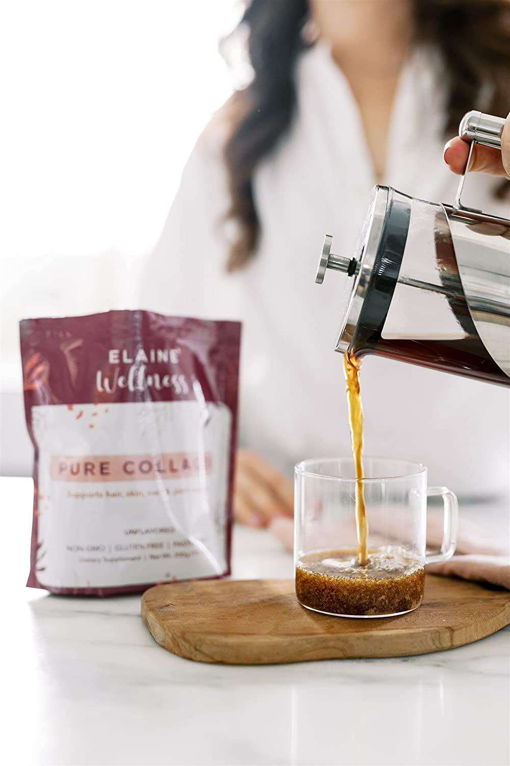 ELAINE Wellness Collagen Powder for Women, Protein Supplement to Support Hair, Skin, Nails and Joints, Pasture-Raised Bovine Hydrolyzed Collagen Peptides Dissolve Easily, Unflavored, 30 Servings