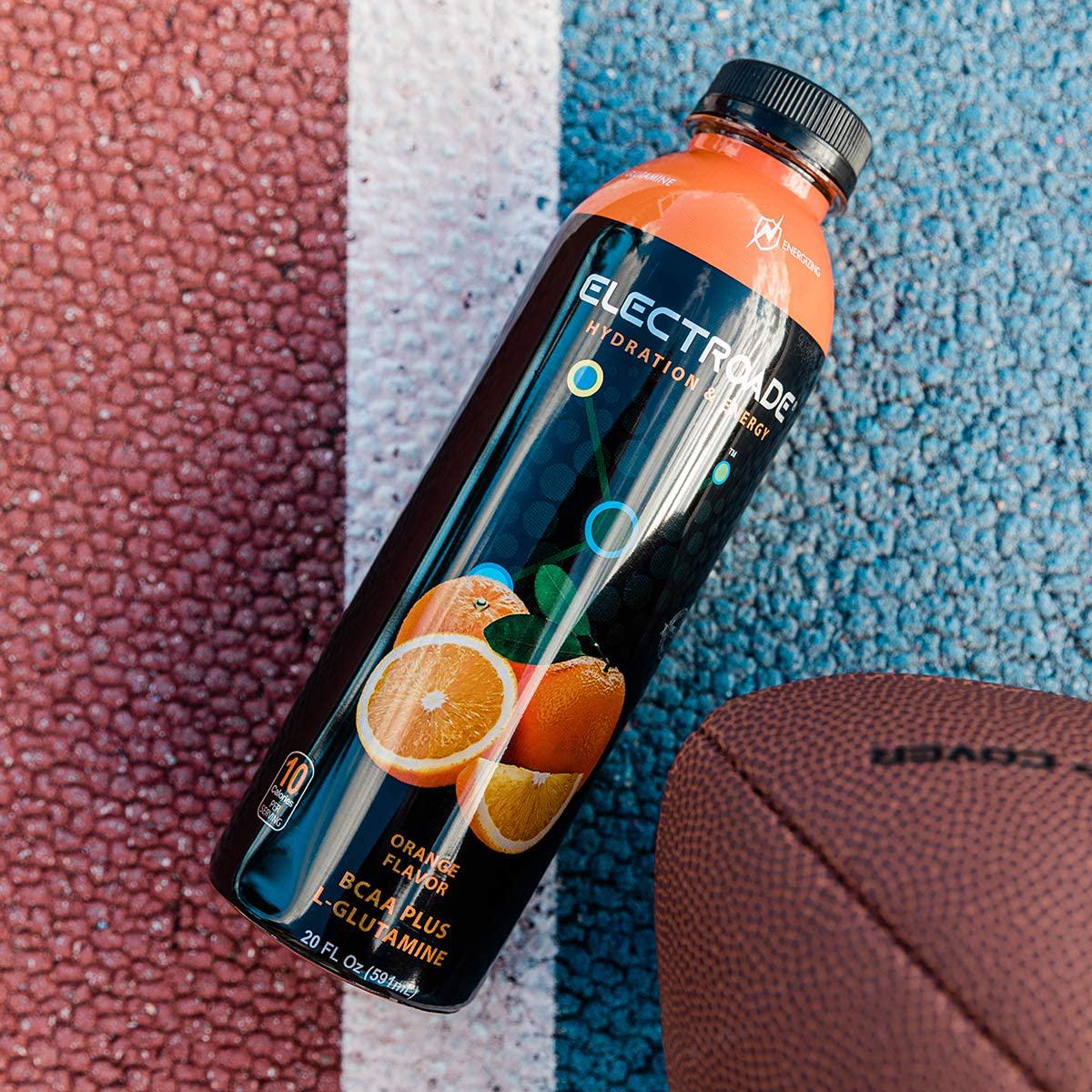 ELECTROADE - Electrolyte Solution Beverage - Extreme Hydrating Drink with BCAA and L-GLutamine - 20oz Bottle - Pineapple Mango Flavor - Orange Flavor -12 Pack