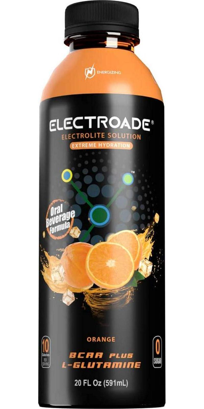 ELECTROADE - Electrolyte Solution Beverage - Extreme Hydrating Drink with BCAA and L-GLutamine - 20oz Bottle - Pineapple Mango Flavor - Orange Flavor -12 Pack