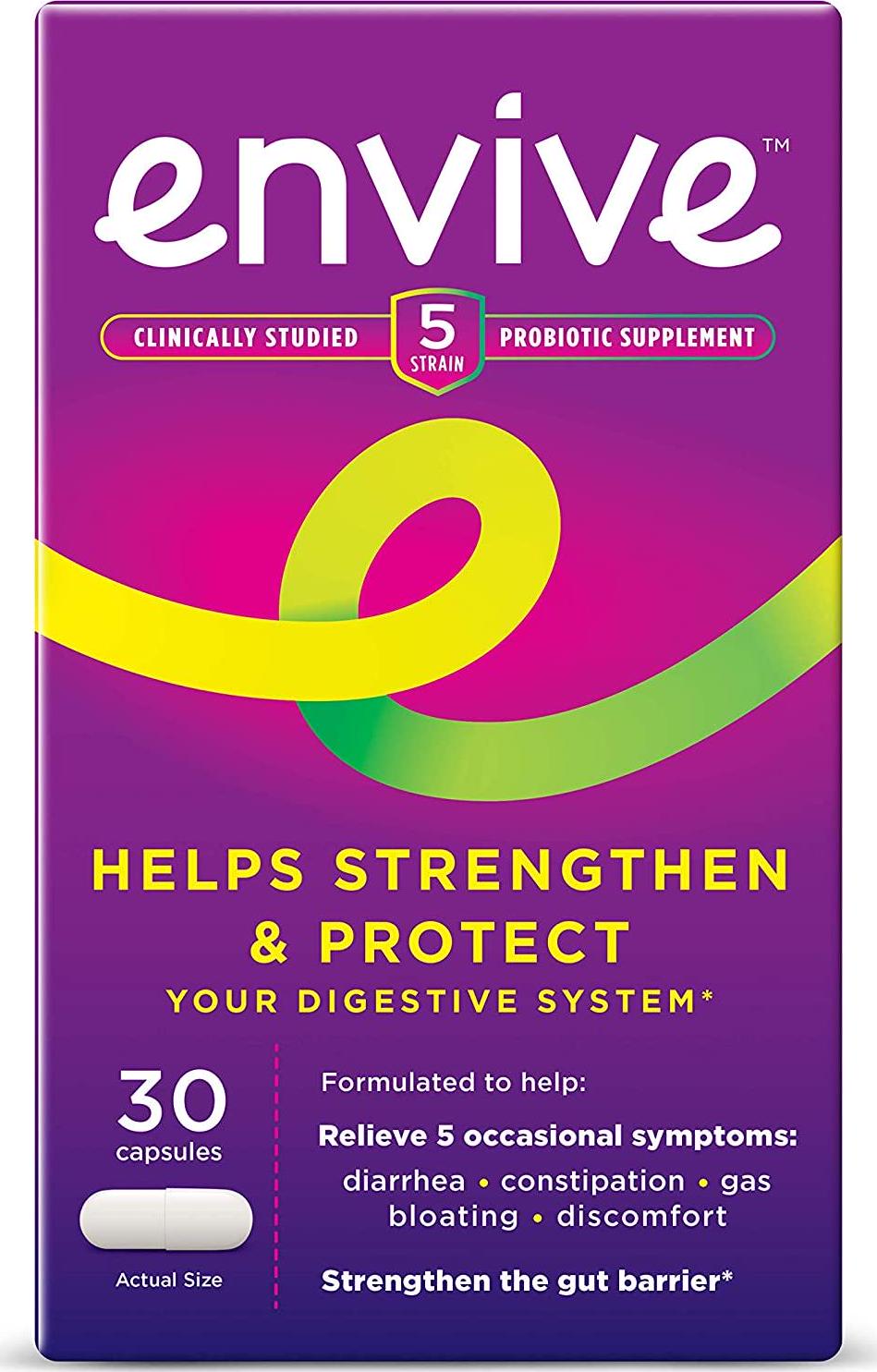 ENVIVE Daily Probiotic Supplement for Men and Women, Helps Strengthen and Protect the Digestive System*, 30 Capsules