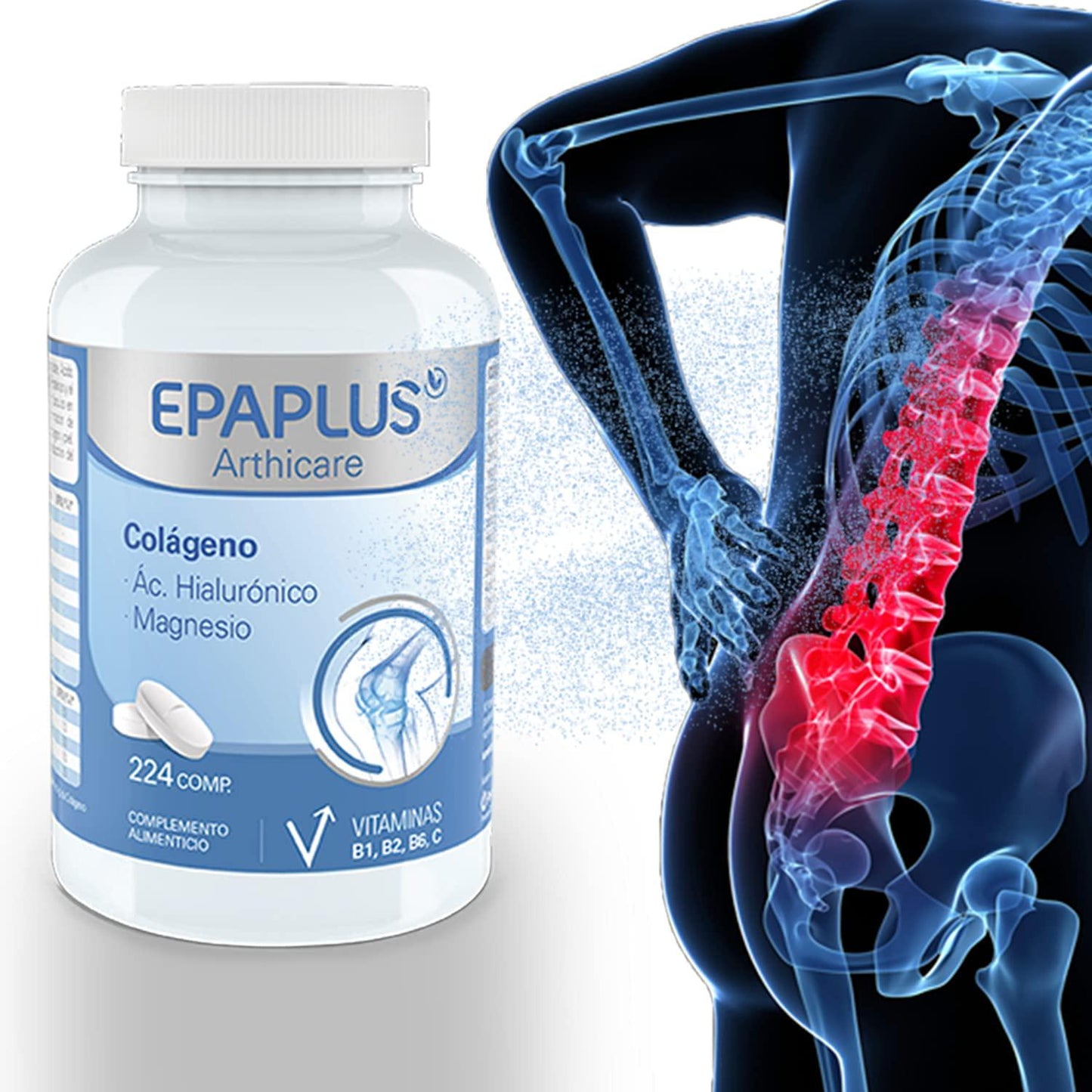 EPAPLUS ARTHICARE Collagen + Hyaluronic + Magnesium 224 Tablets - Health Care - Nutritious Supplement - Helps The Function of Bones and Muscles - Helps with Tiredness and Fatigue - with Vitamins