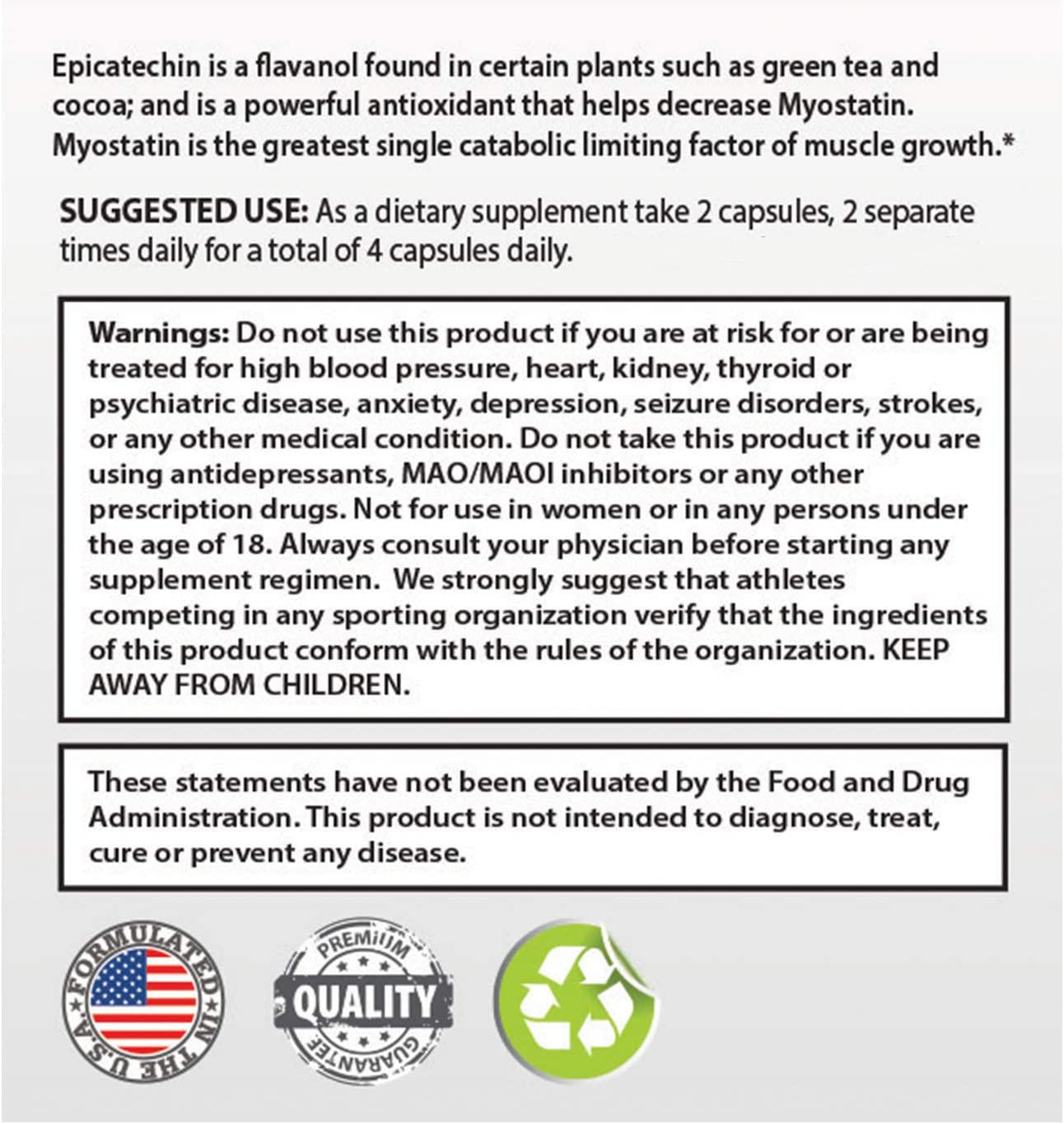 EPICATECHIN - 60 Capsules 300mg Per Serving by Body Essentials Maximize Muscle Growth Increase Protein Synthesis, Gains, Lean Muscle Increase Strength and Decrease Body Fat