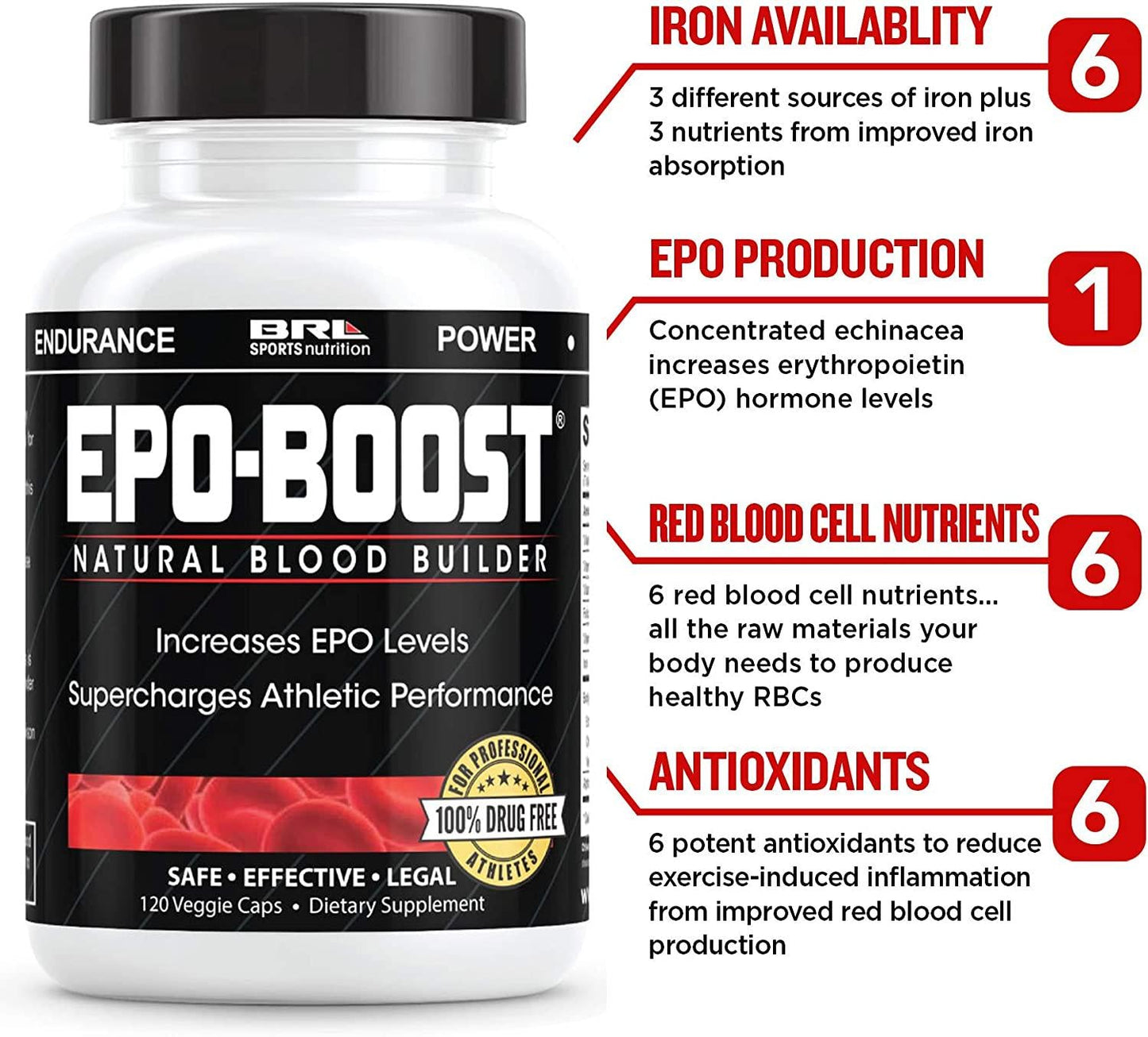 EPO-BOOST Natural Blood Builder and Tri Fuel Wild Berry Sports Supplement Bundle. RBC Booster and BCAA Electrolyte Drink. Echinacea and Dandelion Root for Increased VO2 Max, Energy, Endurance.