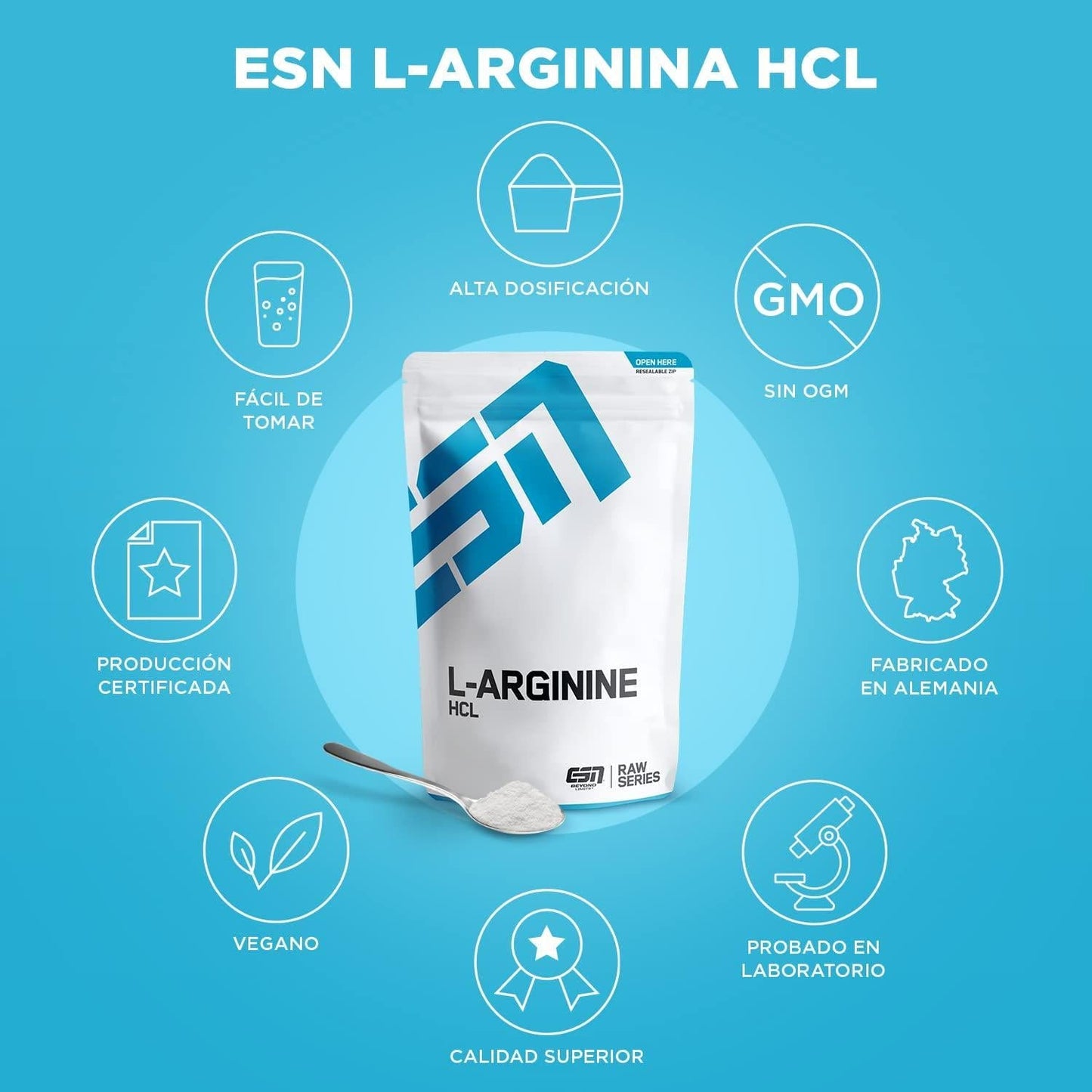 ESN L-Arginine Hcl Supplement, 500 g, Standard