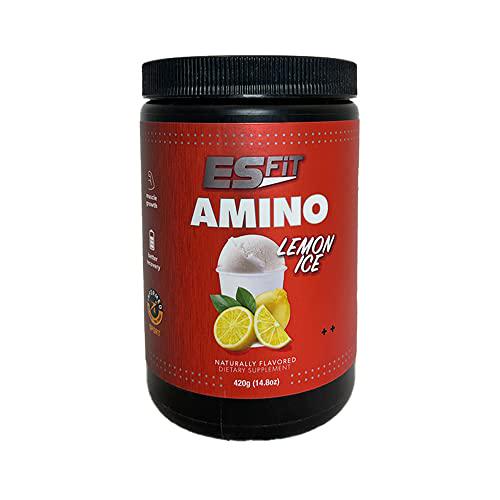 ES Fit Amino Powder - Pre and Post Workout with Electrolytes - BCAAs 2:1:1 Ratio, Amino Acids, 3rd Party Tested, Lemon Ice, 30 Servings