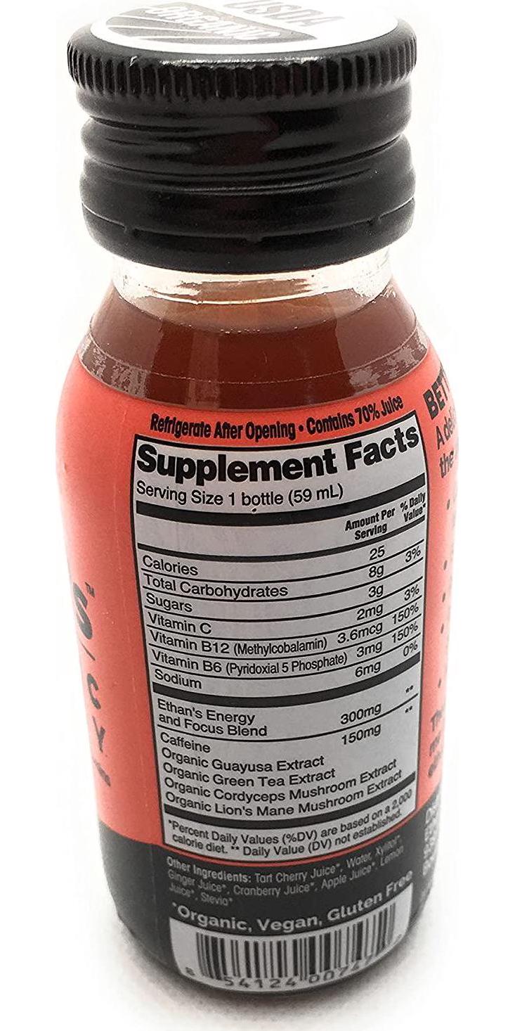 ETHANS Organic Tart Cherry Ginger Energy Shot Duo, 2 FZ