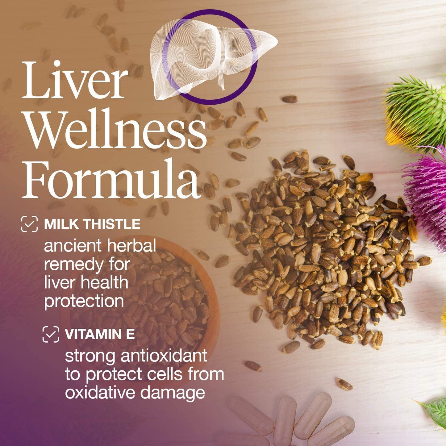 EThistle Liver Wellness Dietary Supplement, Milk Thistle and Vitamin E Liver Health Formula, 180 Caplets