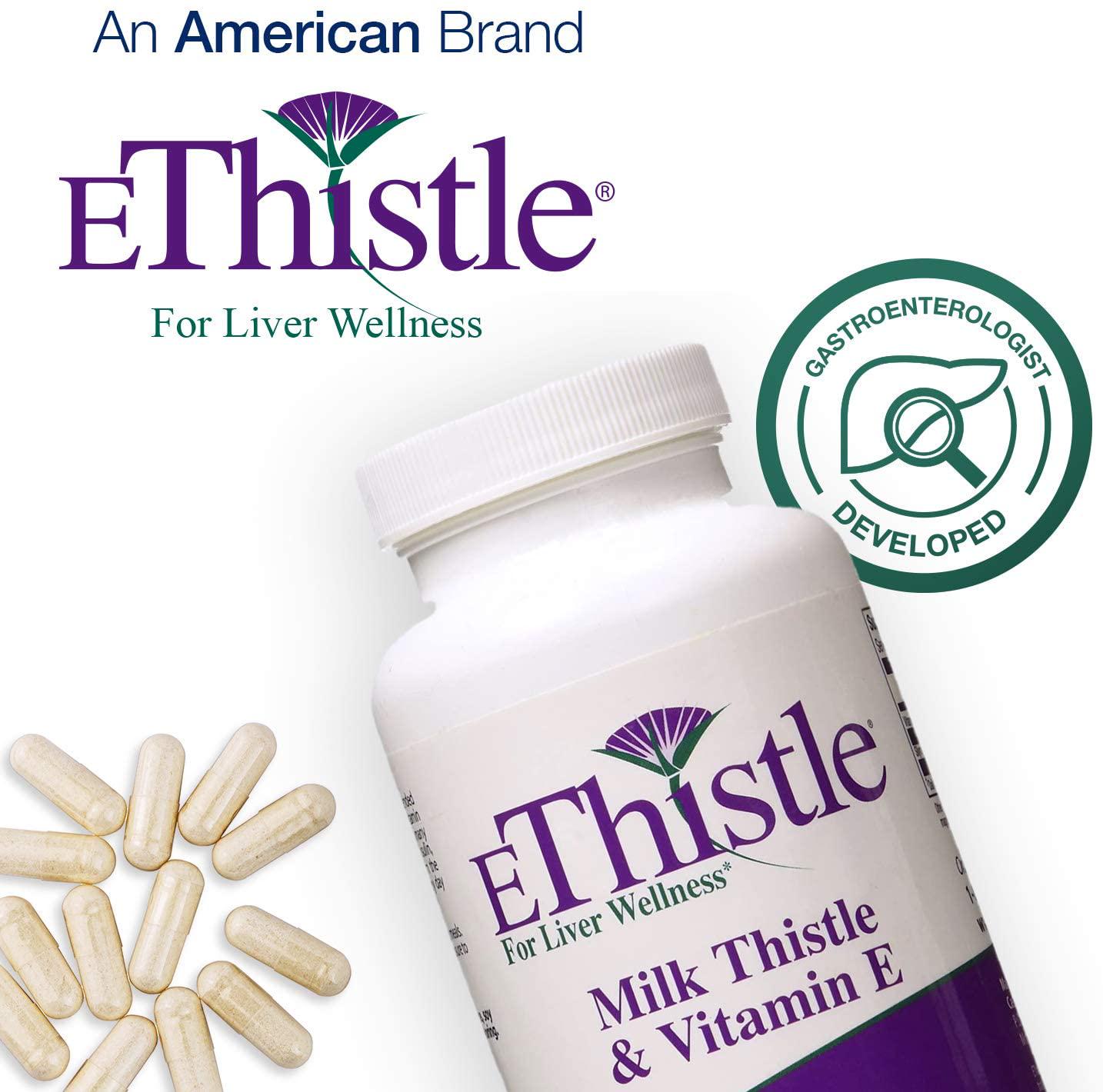 EThistle Liver Wellness Dietary Supplement, Milk Thistle and Vitamin E Liver Health Formula, 180 Caplets