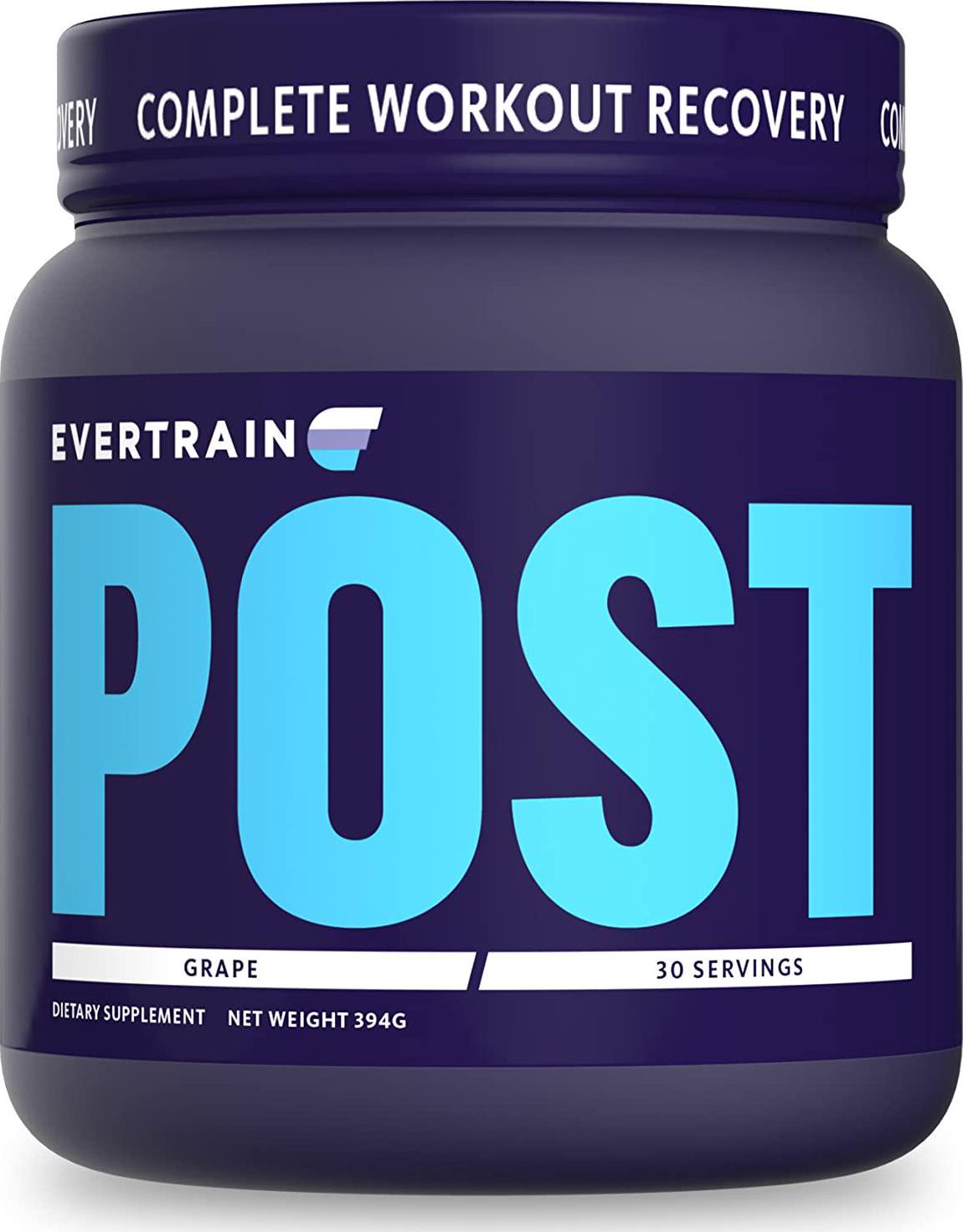 EVERTRAIN Post - Premium Clean Post-Workout Powder with Natural Flavors and Colors - Recovery and Anti-Inflammatory Supplement - 30 Servings - Grape