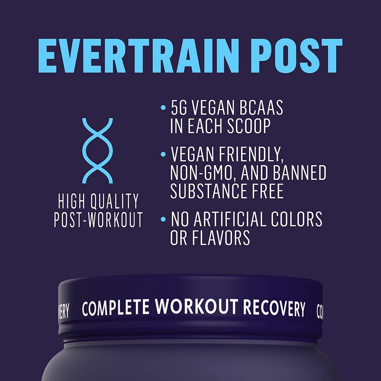 EVERTRAIN Post - Premium Clean Post-Workout Powder with Natural Flavors and Colors - Recovery and Anti-Inflammatory Supplement - 30 Servings - Grape