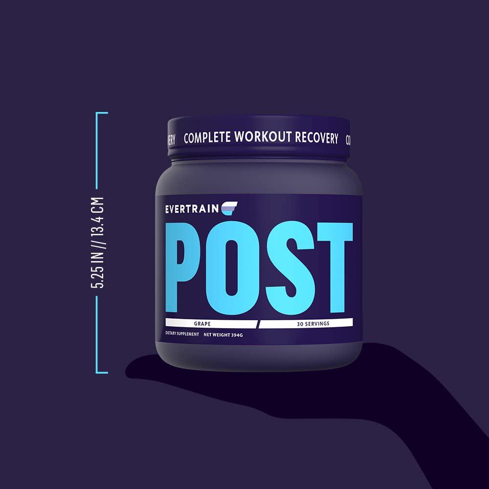EVERTRAIN Post - Premium Clean Post-Workout Powder with Natural Flavors and Colors - Recovery and Anti-Inflammatory Supplement - 30 Servings - Grape