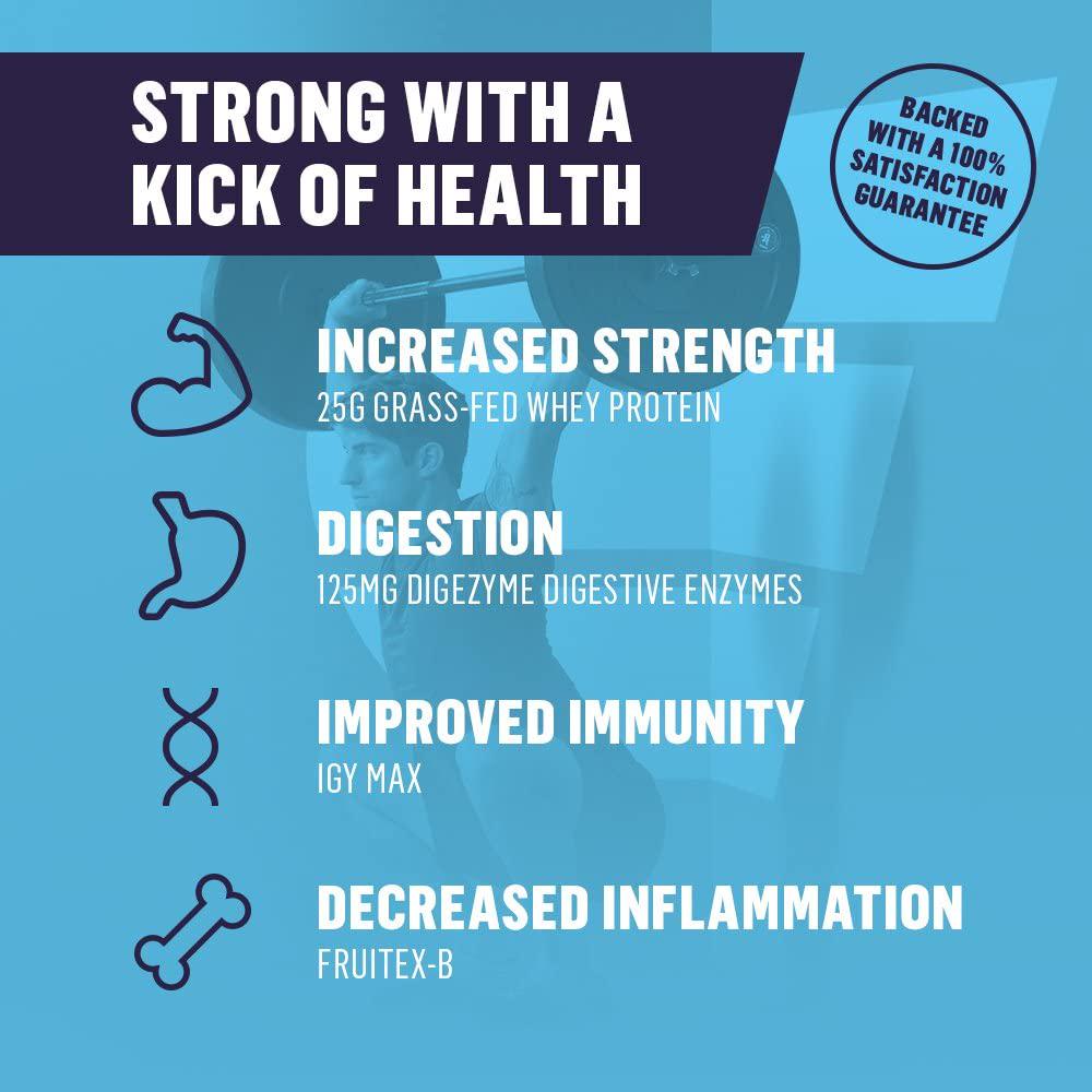 EVERTRAIN Protein + Health Whey Protein Powder - Recovery and Immune Boosting Supplement with Digestive Enzymes - 25 Servings - Milk Chocolate