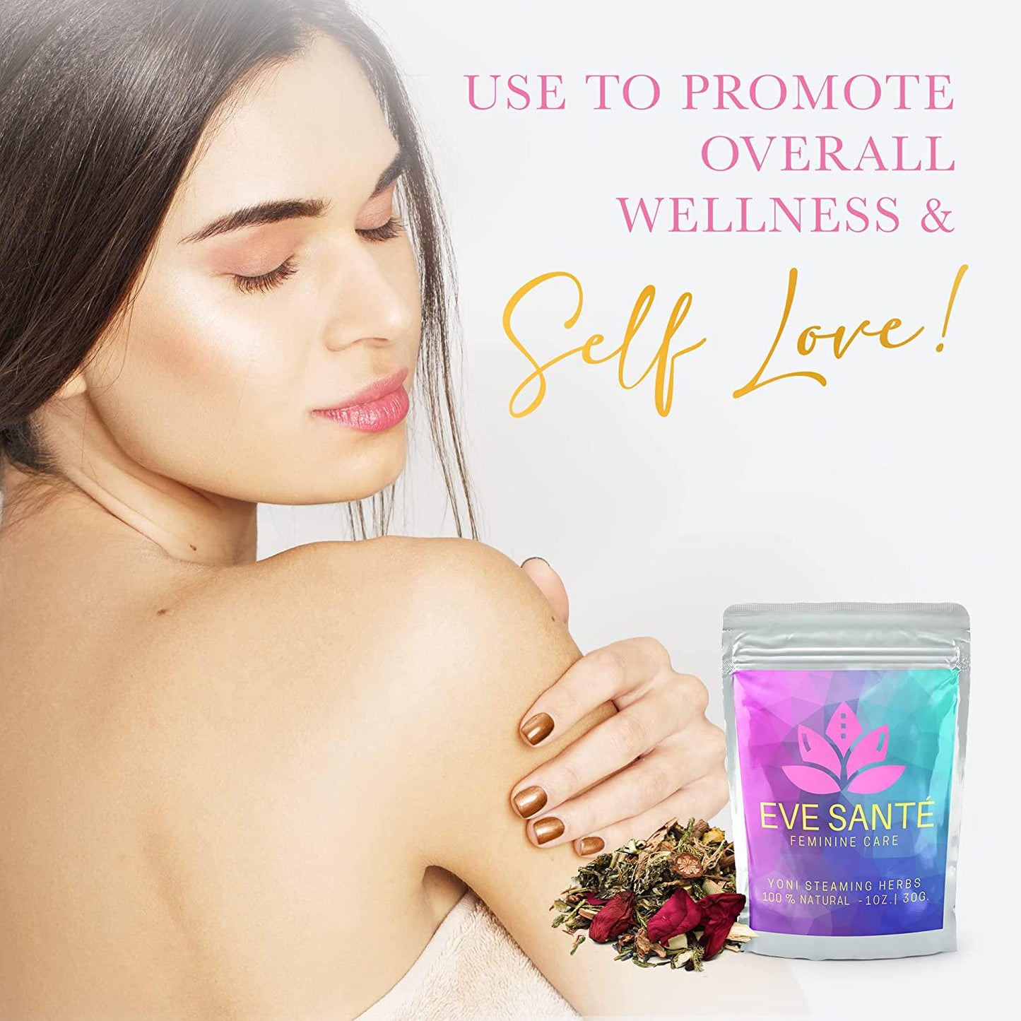 EVE SANTE Yoni Steam Kit - V Steam at Home Kit Includes Pink Yoni Steam Seat for Toilet and 2oz. Yoni Steam Herbs for Cleansing and Tightening - Use Vaginial Steaming Kit for Vaginal Detox.